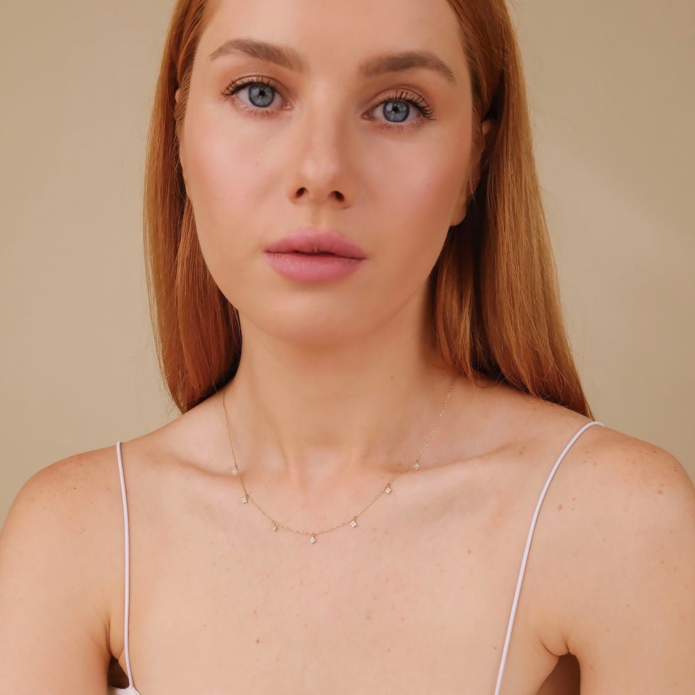 Diamond Clovers Drop Necklace