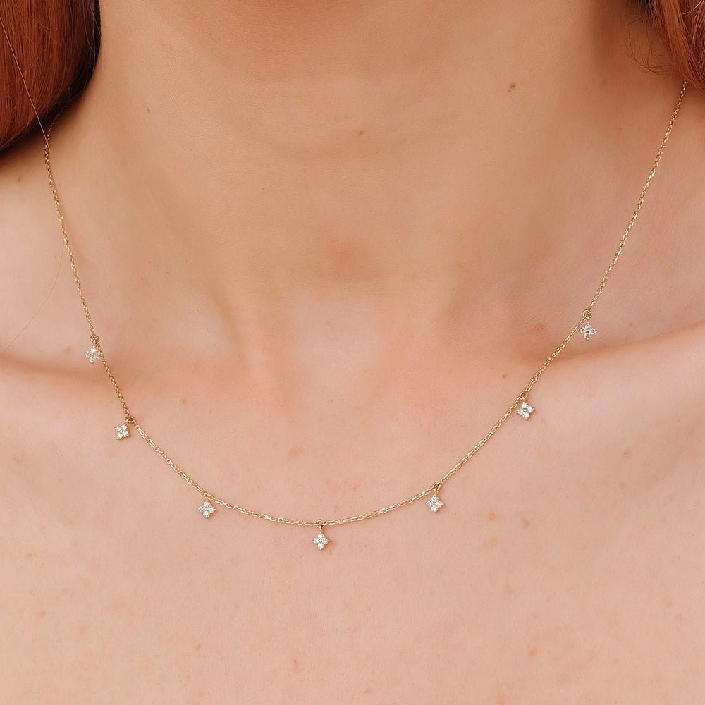 Diamond Clovers Drop Necklace