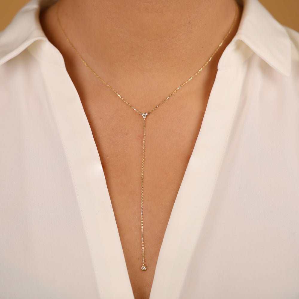 Diamond Cluster Lariat Necklace
