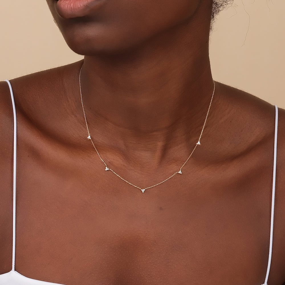 Diamond Cluster Station Necklace