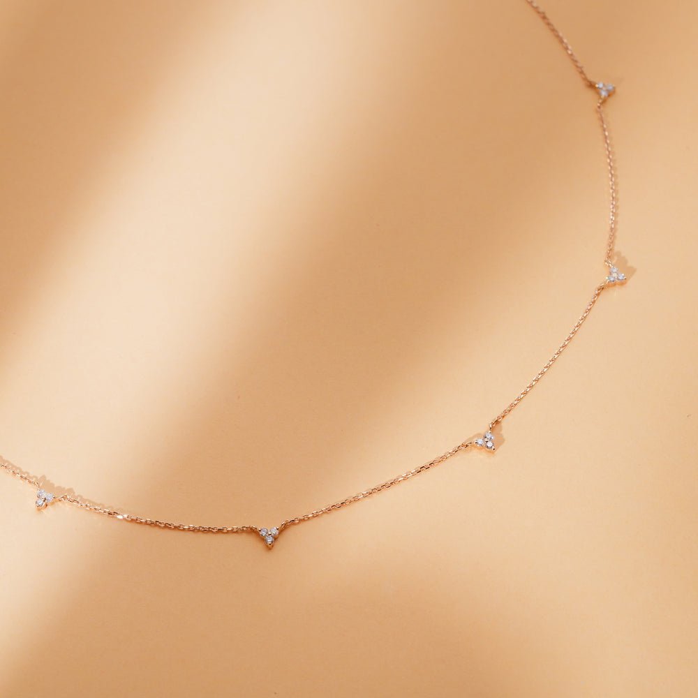 Diamond Cluster Station Necklace