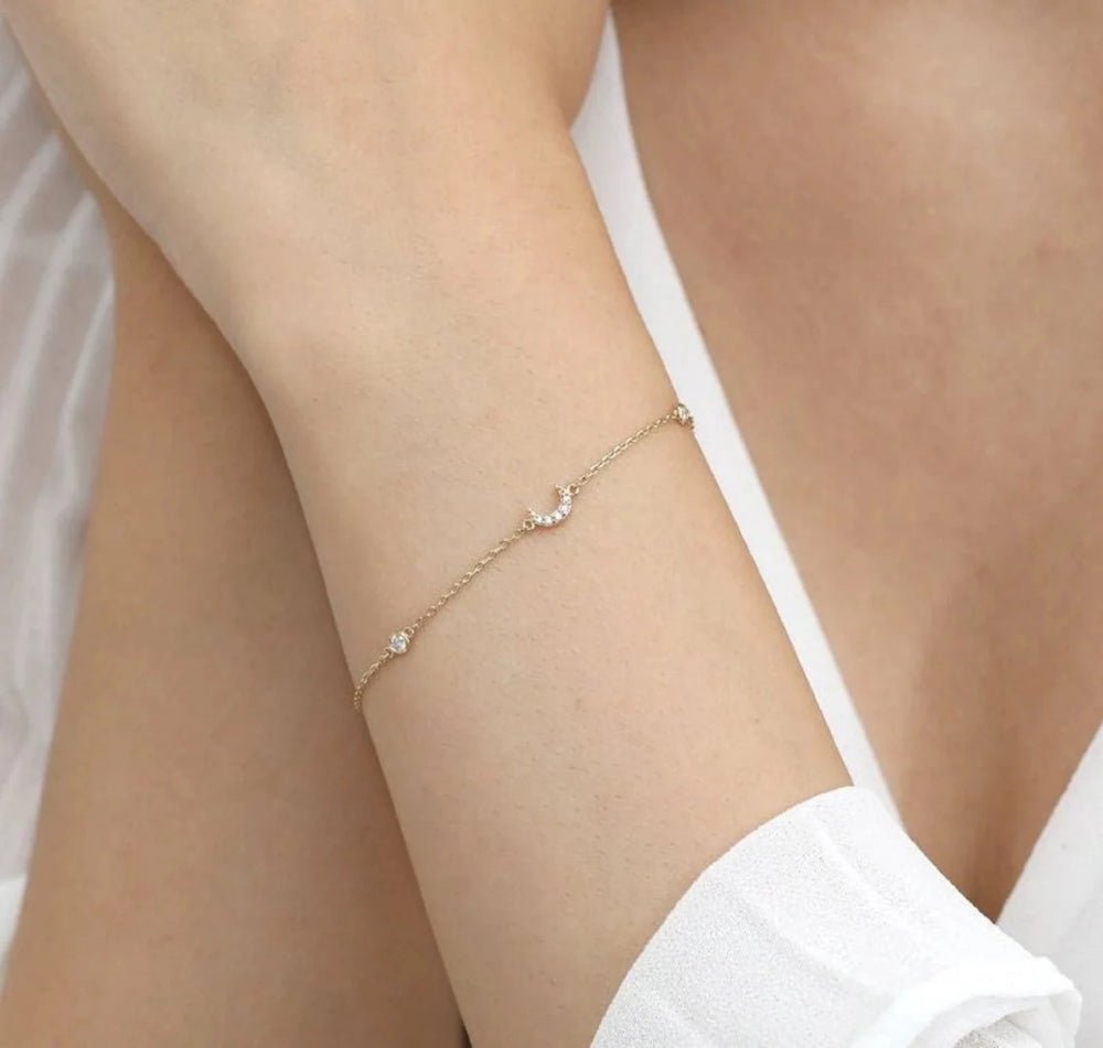 Diamond Crescent Moon Station Bracelet