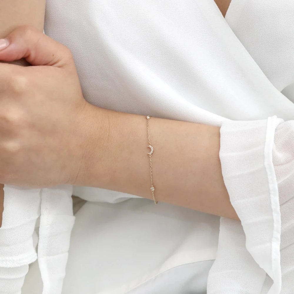 Diamond Crescent Moon Station Bracelet
