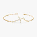 Diamond Cross Paperclip Chain Bracelet