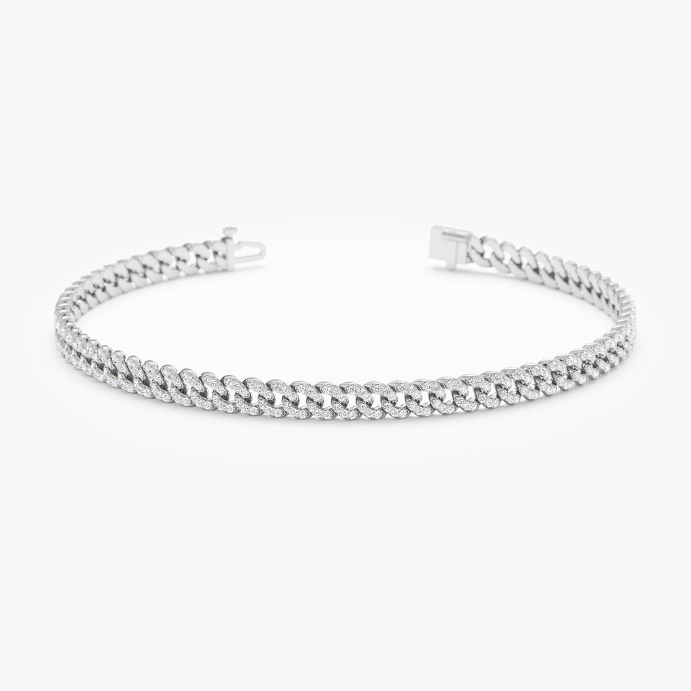 Diamond Cuban Chain Bracelet - 3mm