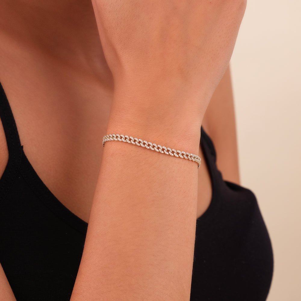 Diamond Cuban Chain Bracelet - 3mm