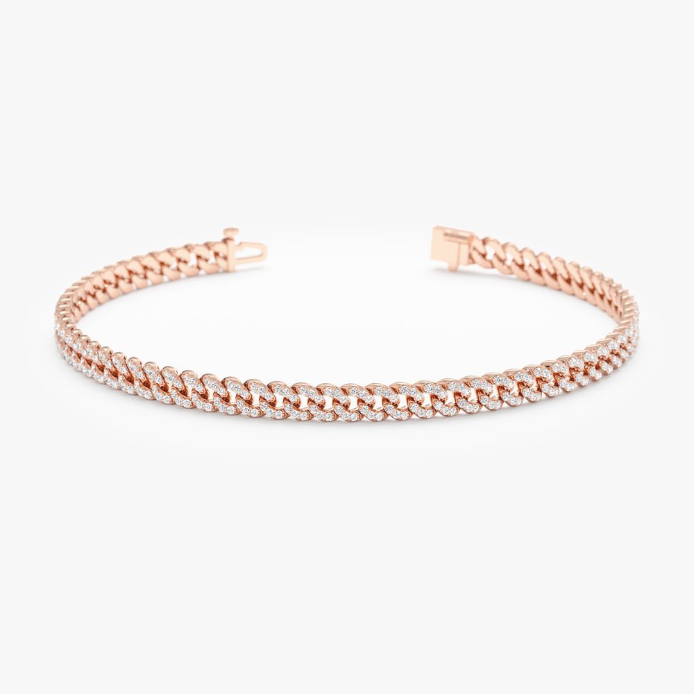 Diamond Cuban Chain Bracelet - 3mm