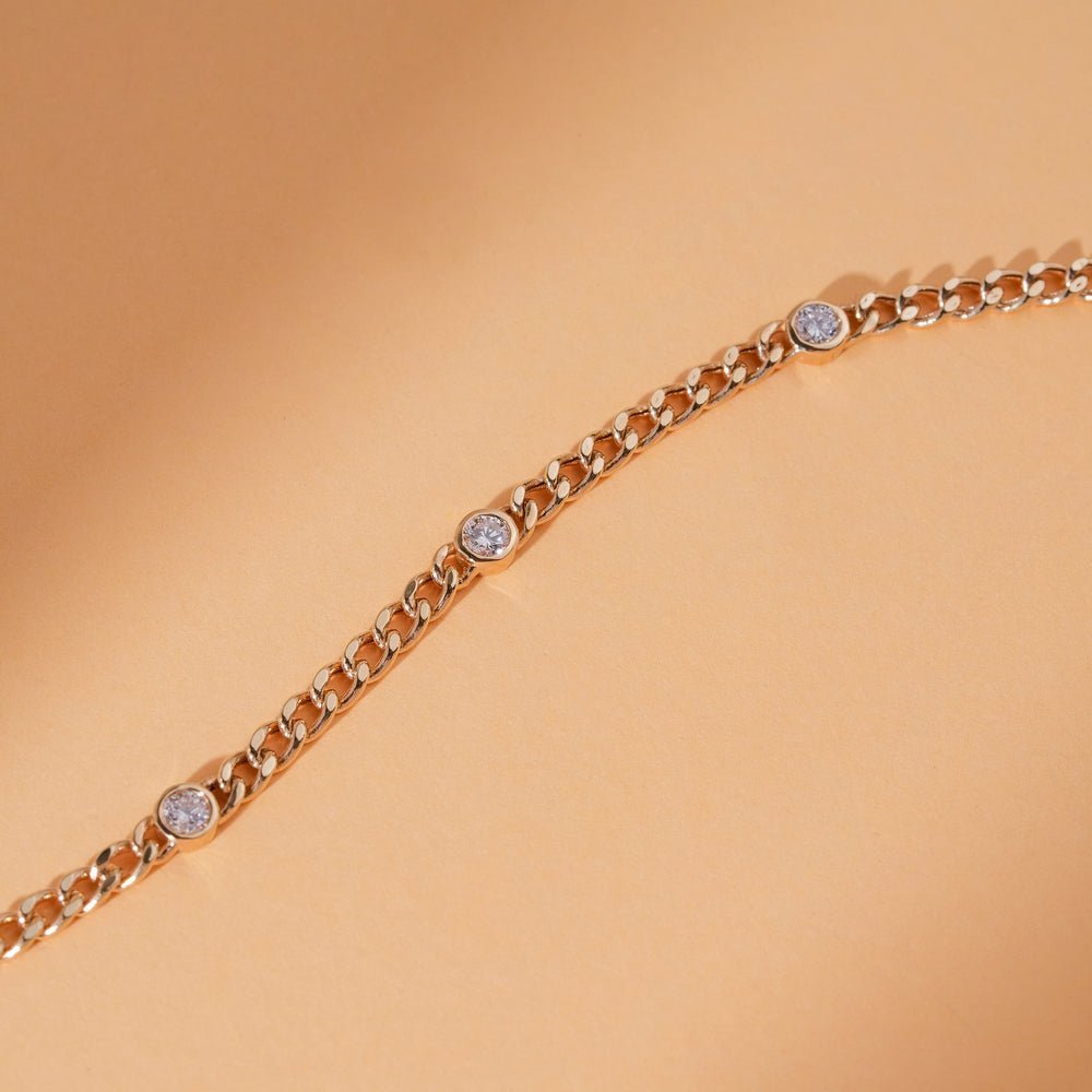 Diamond Cuban Chain Station Bracelet