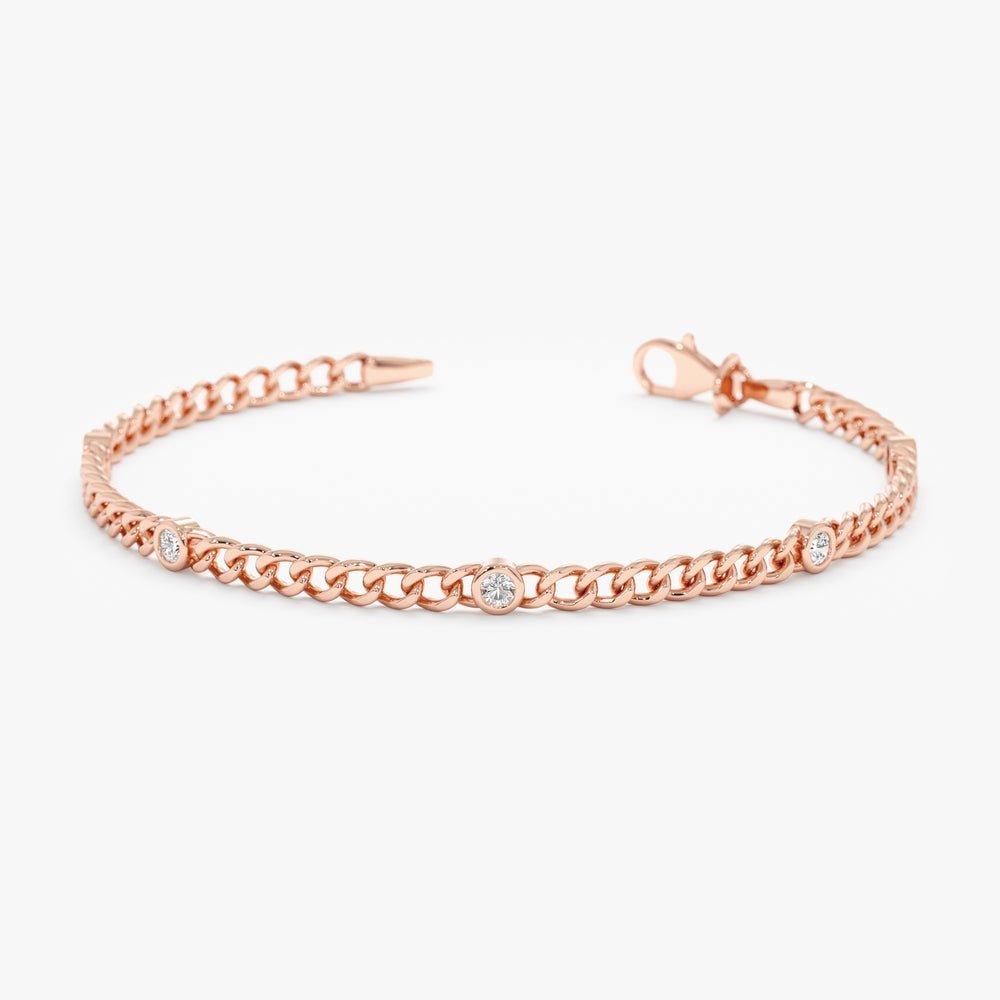 Diamond Cuban Chain Station Bracelet