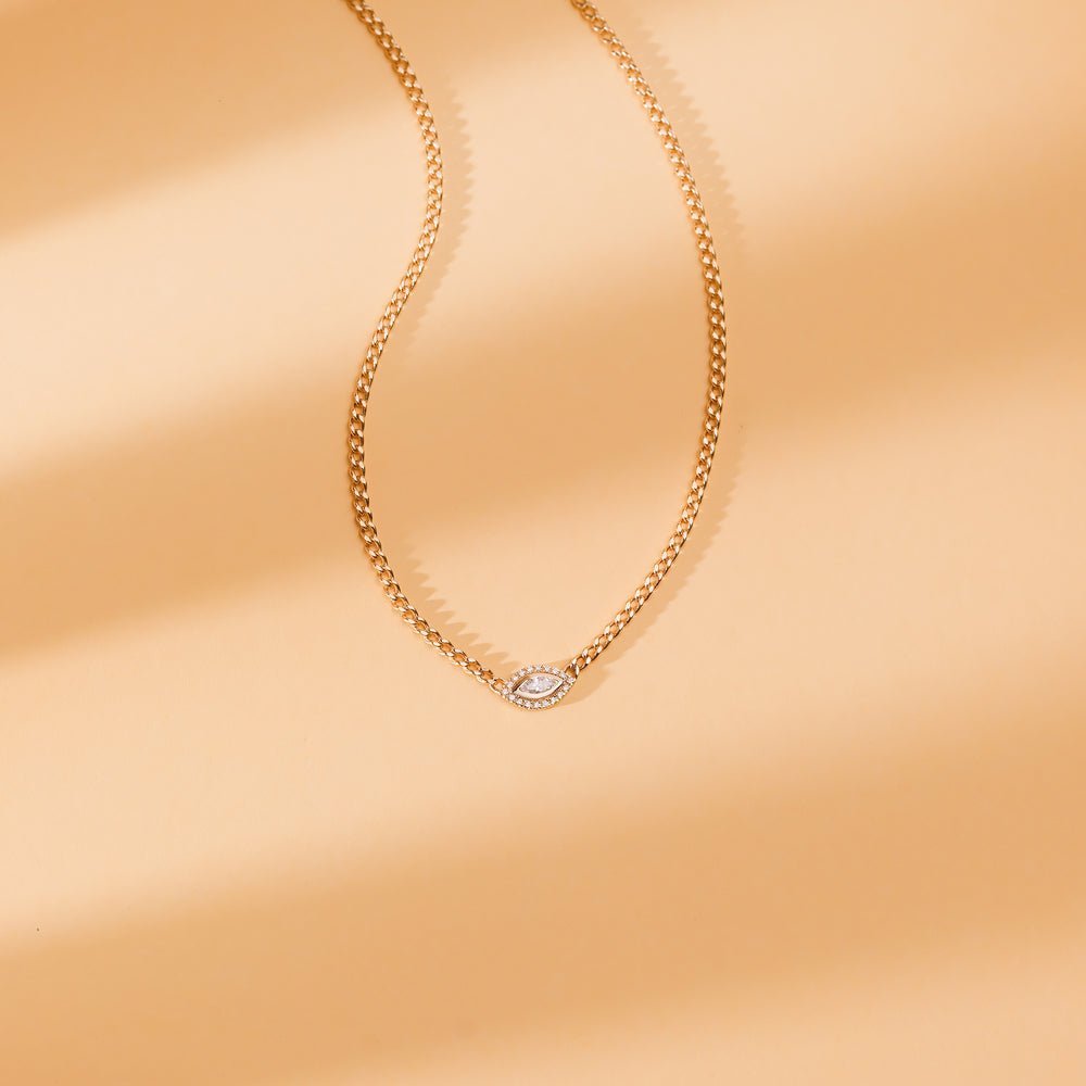 Diamond Evil Eye Cuban Chain Necklace