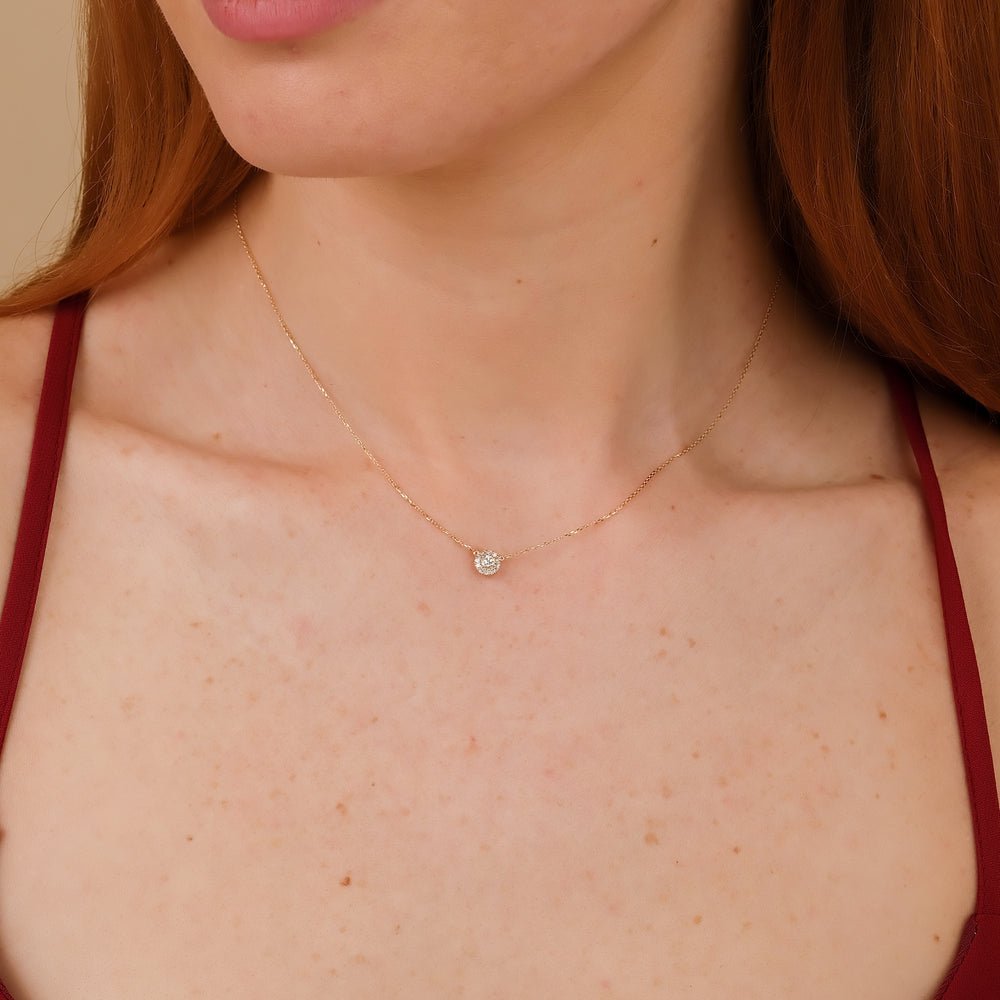 Diamond Halo Pendant Necklace
