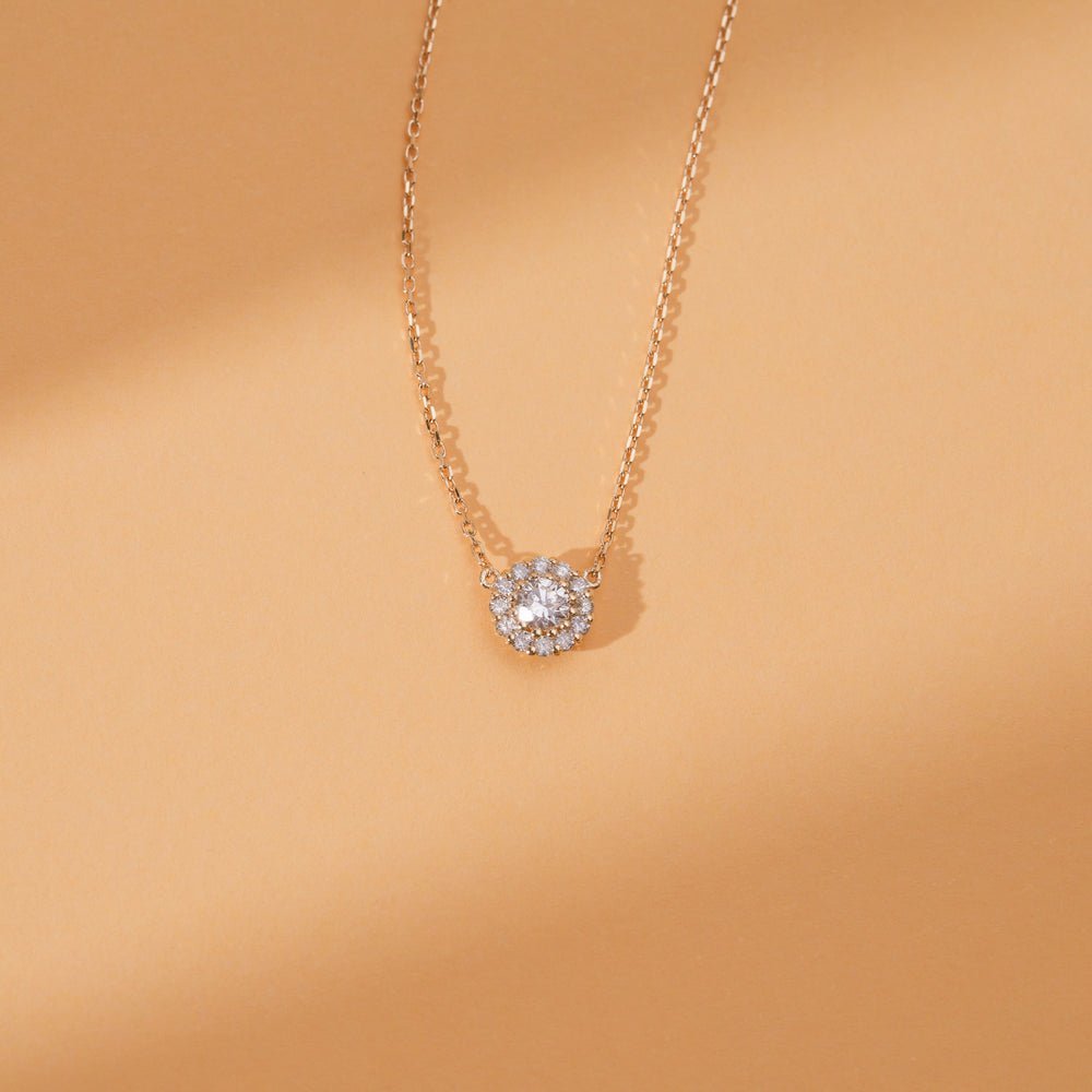 Diamond Halo Pendant Necklace
