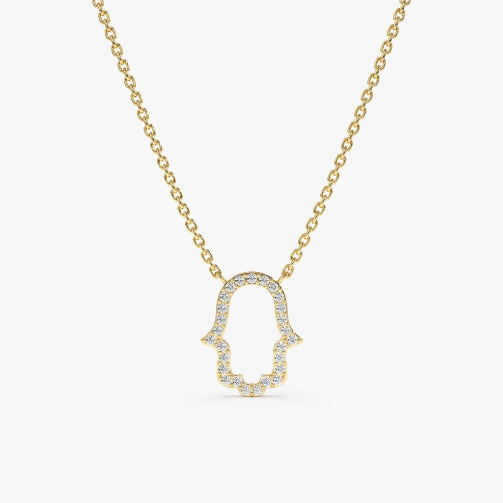 Diamond Hamsa Cutout Necklace