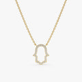 Diamond Hamsa Cutout Necklace