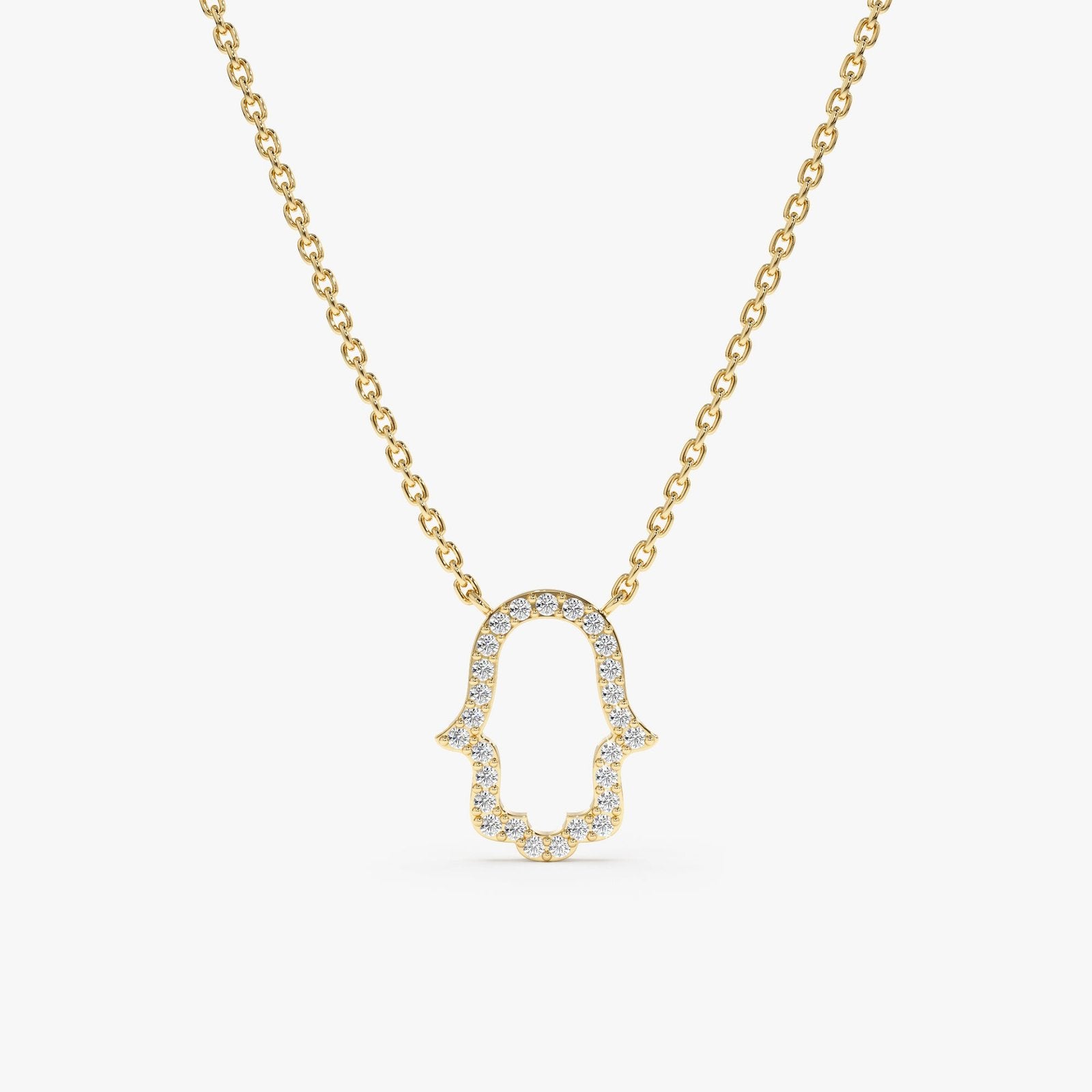 Diamond Hamsa Cutout Necklace