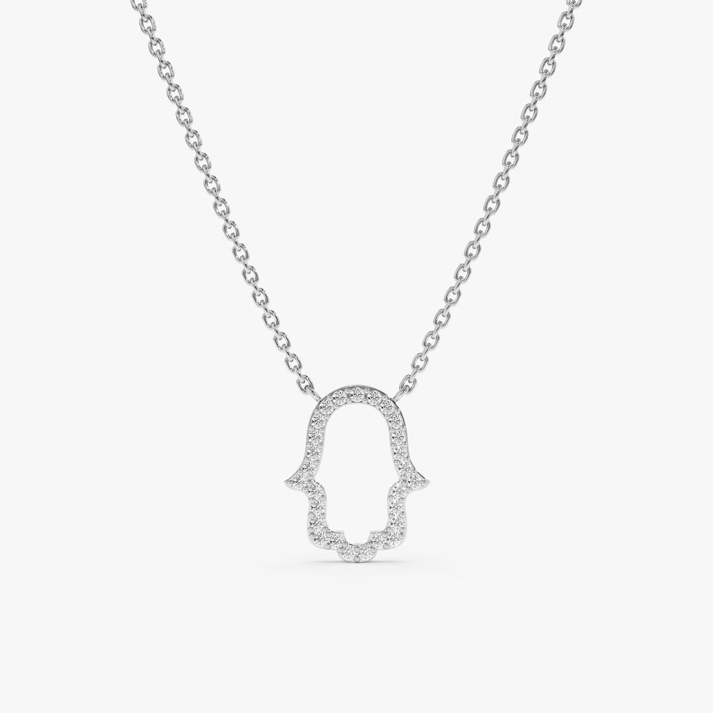 Diamond Hamsa Cutout Necklace