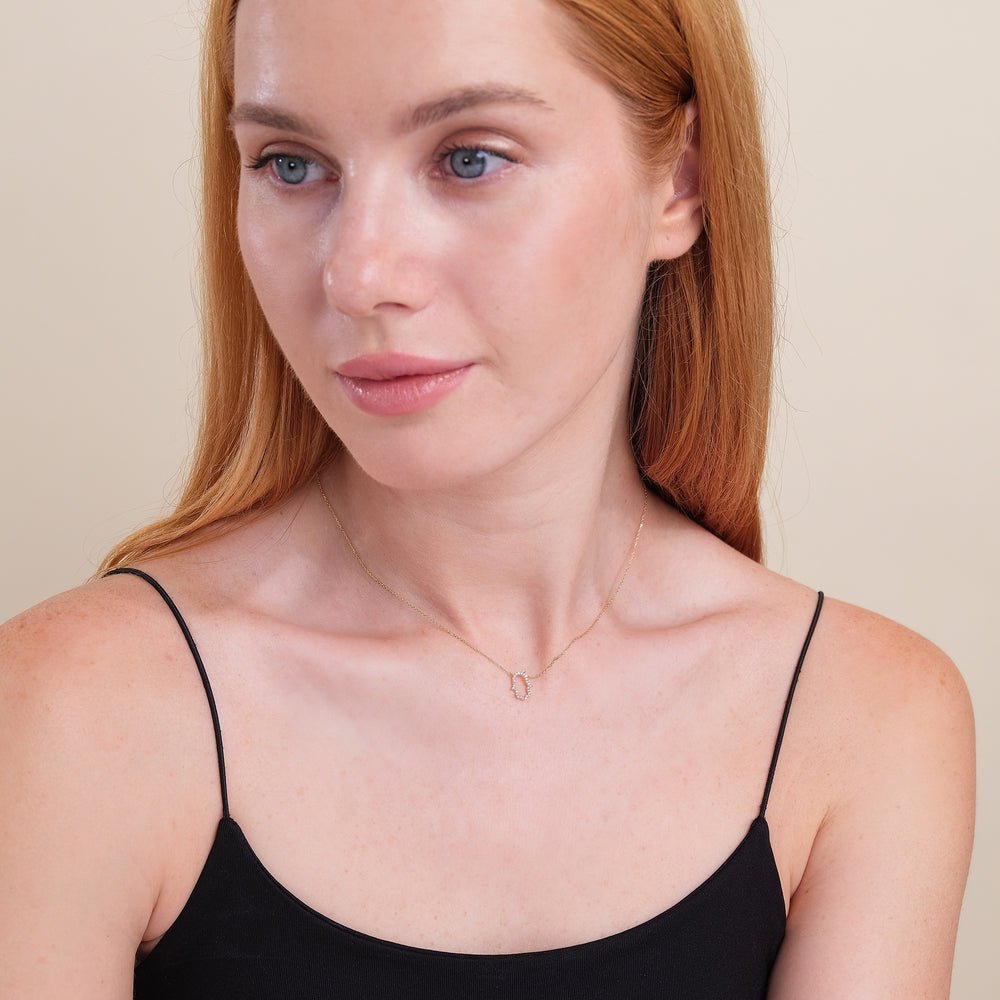 Diamond Hamsa Cutout Necklace