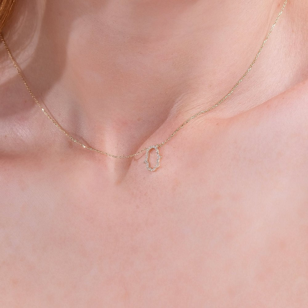 Diamond Hamsa Cutout Necklace