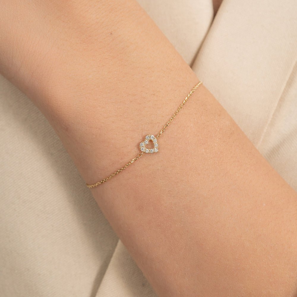 Diamond Heart Outline Bracelet