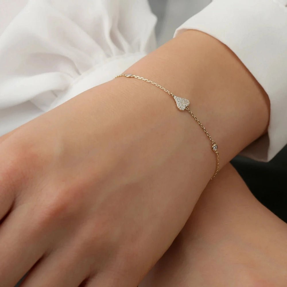 Diamond Heart Station Bracelet