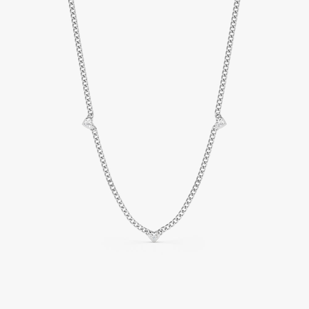 Diamond Heart Station Necklace