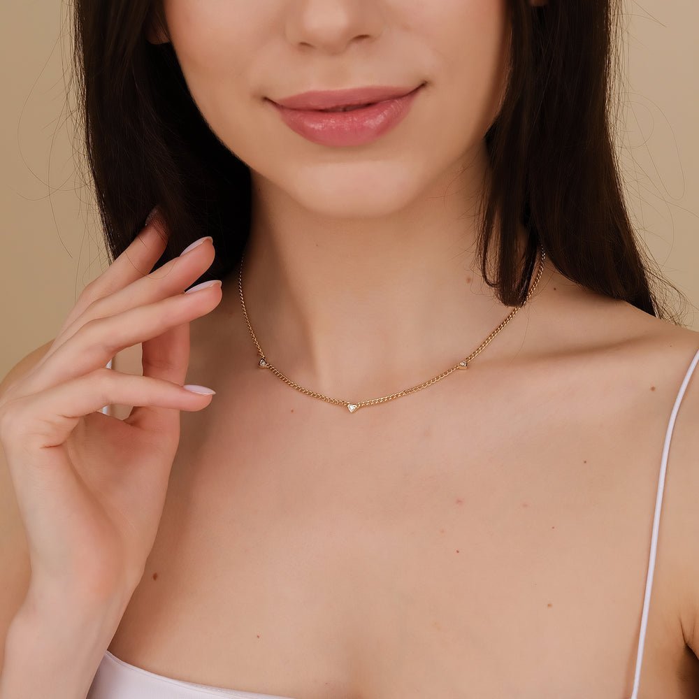 Diamond Heart Station Necklace