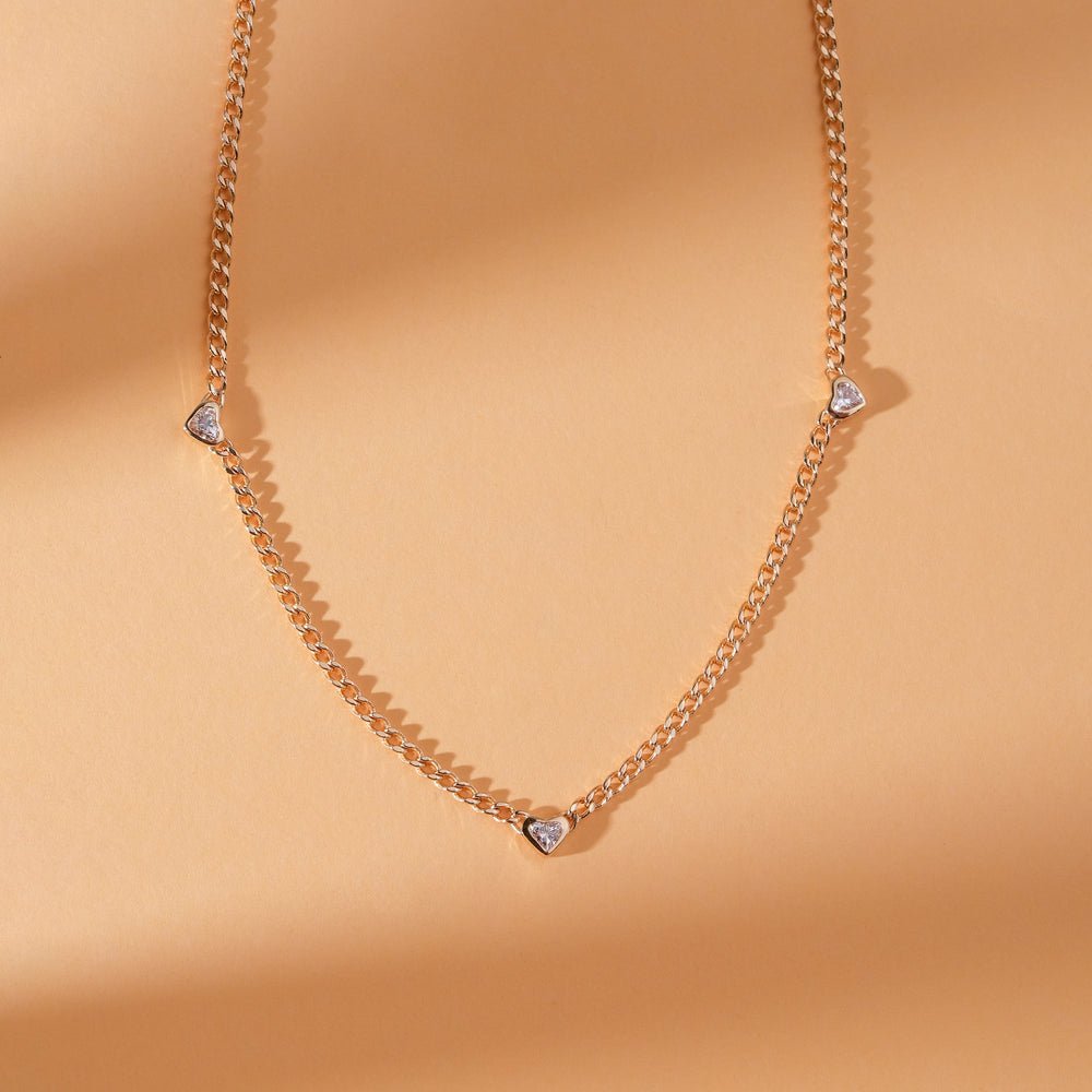 Diamond Heart Station Necklace