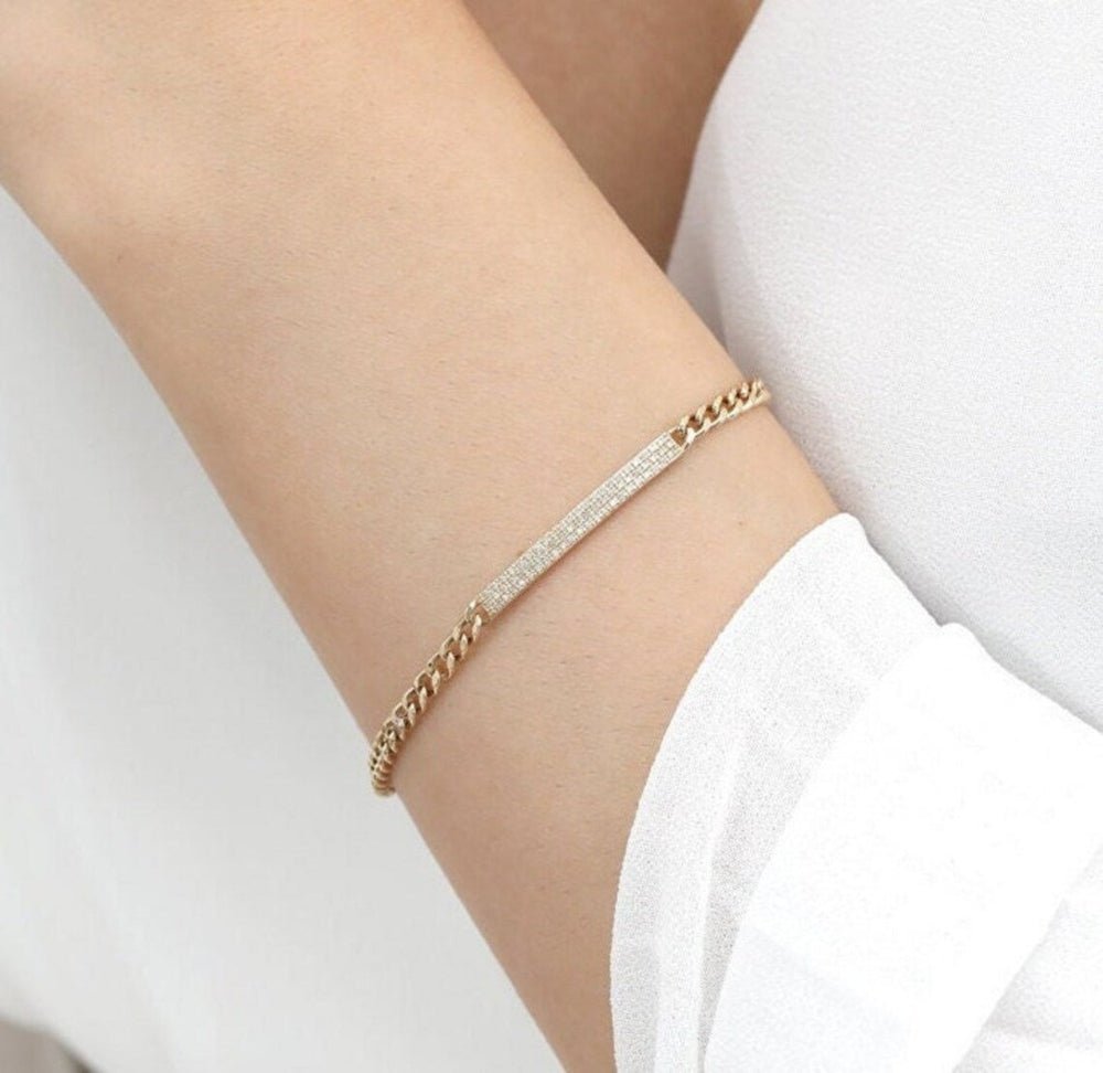 Diamond ID Cuban Chain Bracelet