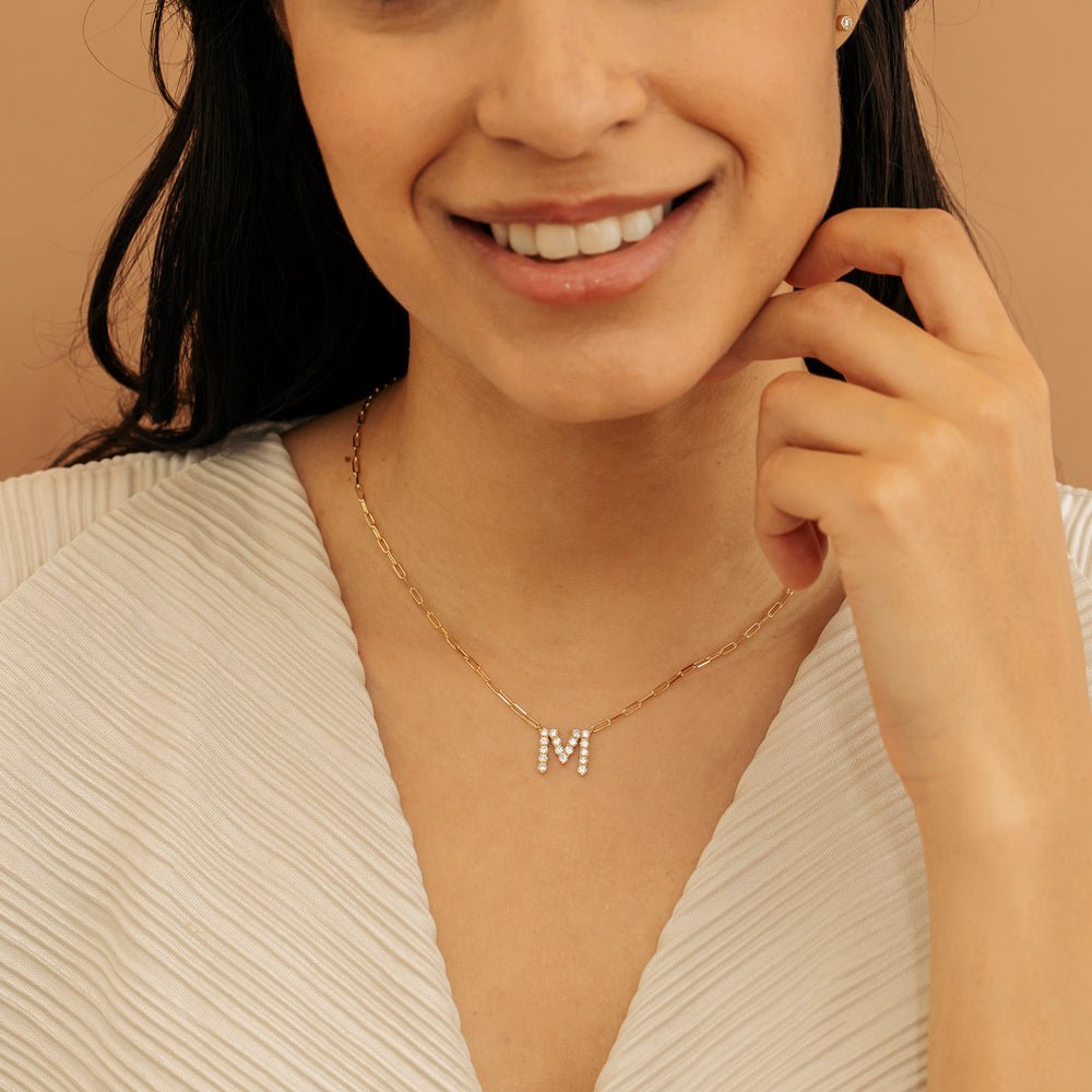 Diamond Initial Paperclip Necklace