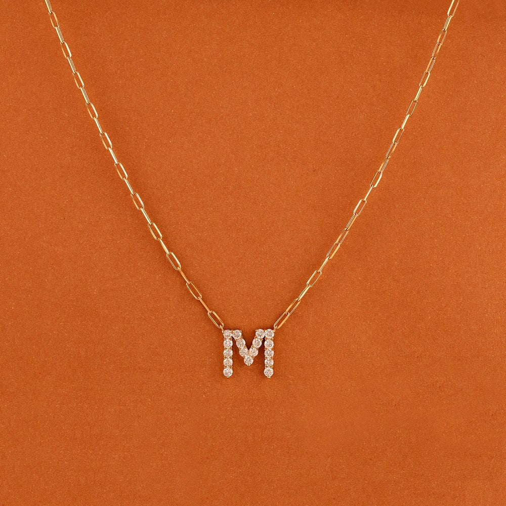 Diamond Initial Paperclip Necklace