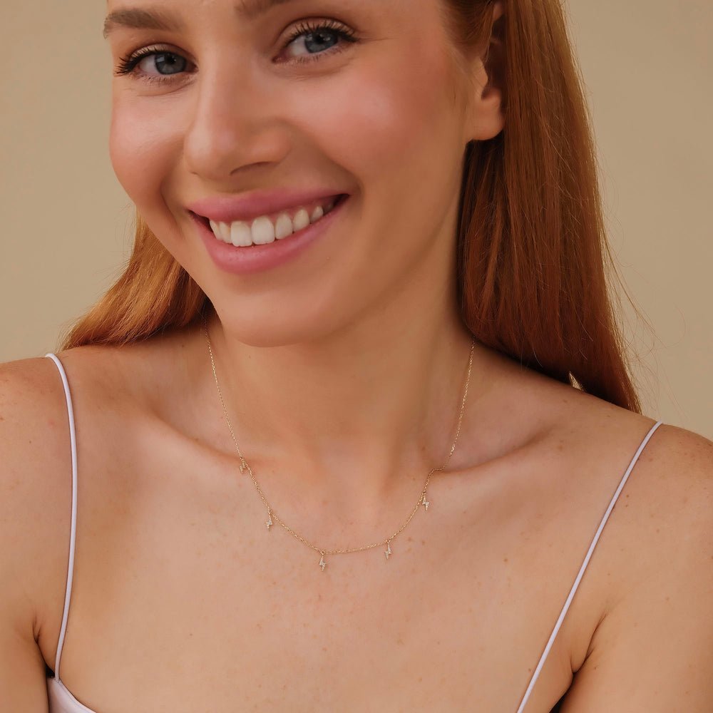 Diamond Lightning Bolt Drop Necklace