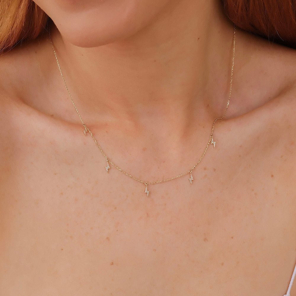 Diamond Lightning Bolt Drop Necklace