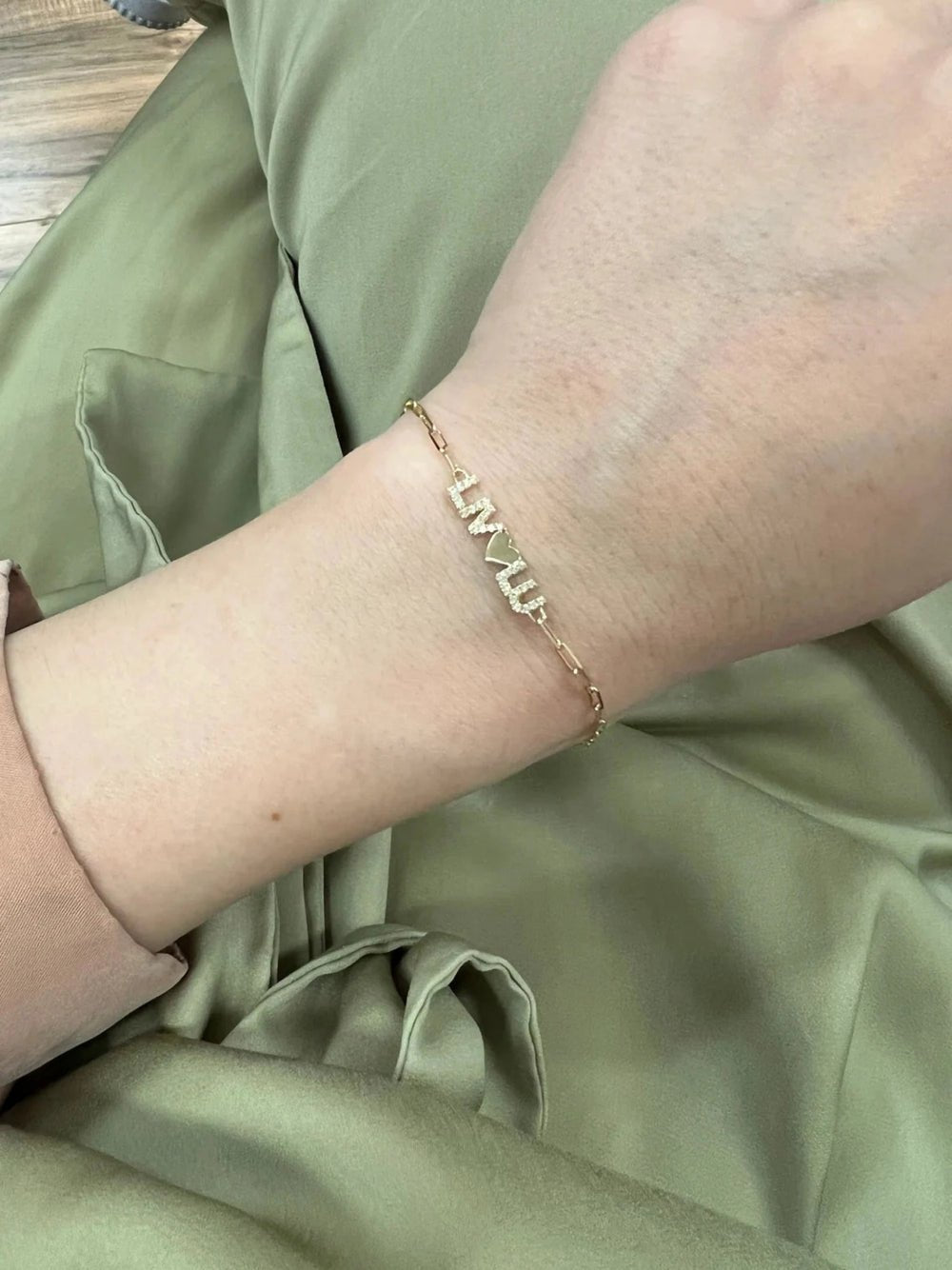 Diamond Name Bracelet with Paperclip Chain