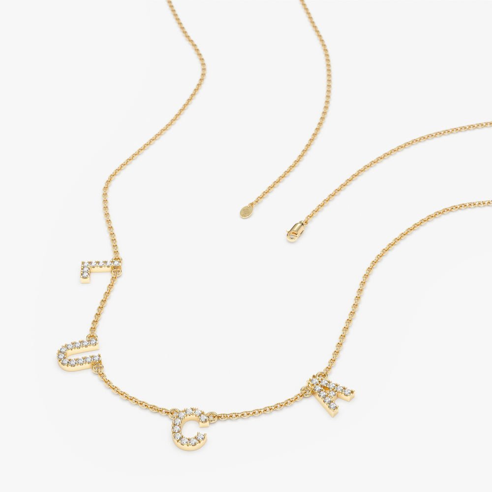 Diamond Name Station Necklace