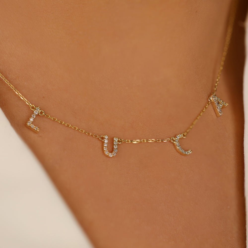 Diamond Name Station Necklace