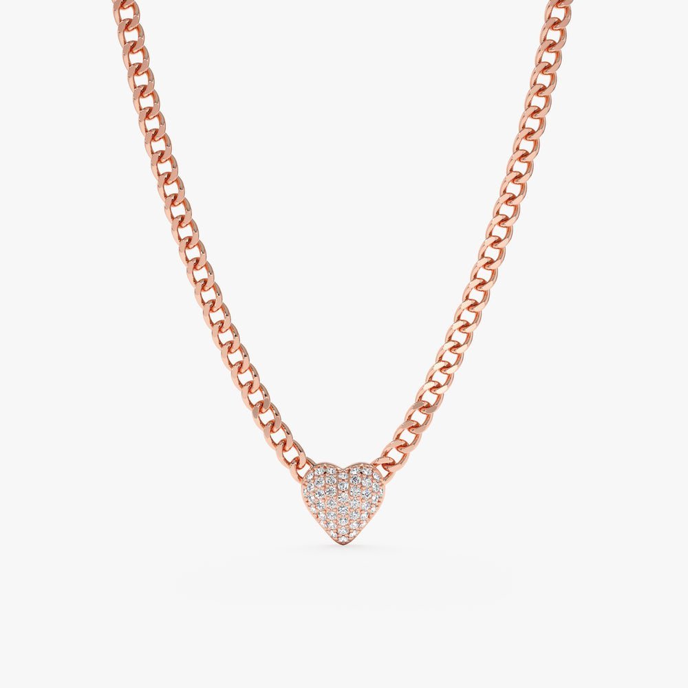 Diamond Puffer Heart Cuban Chain