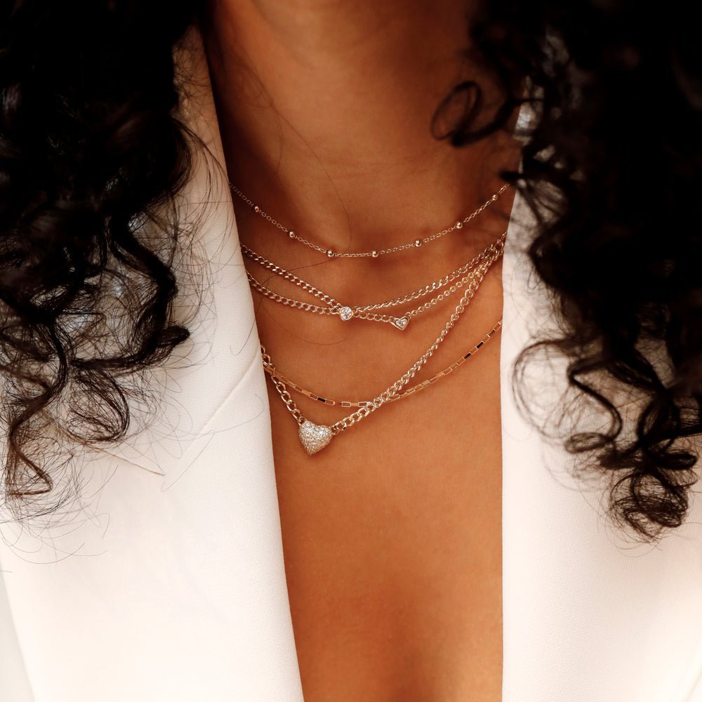 Diamond Puffer Heart Cuban Chain