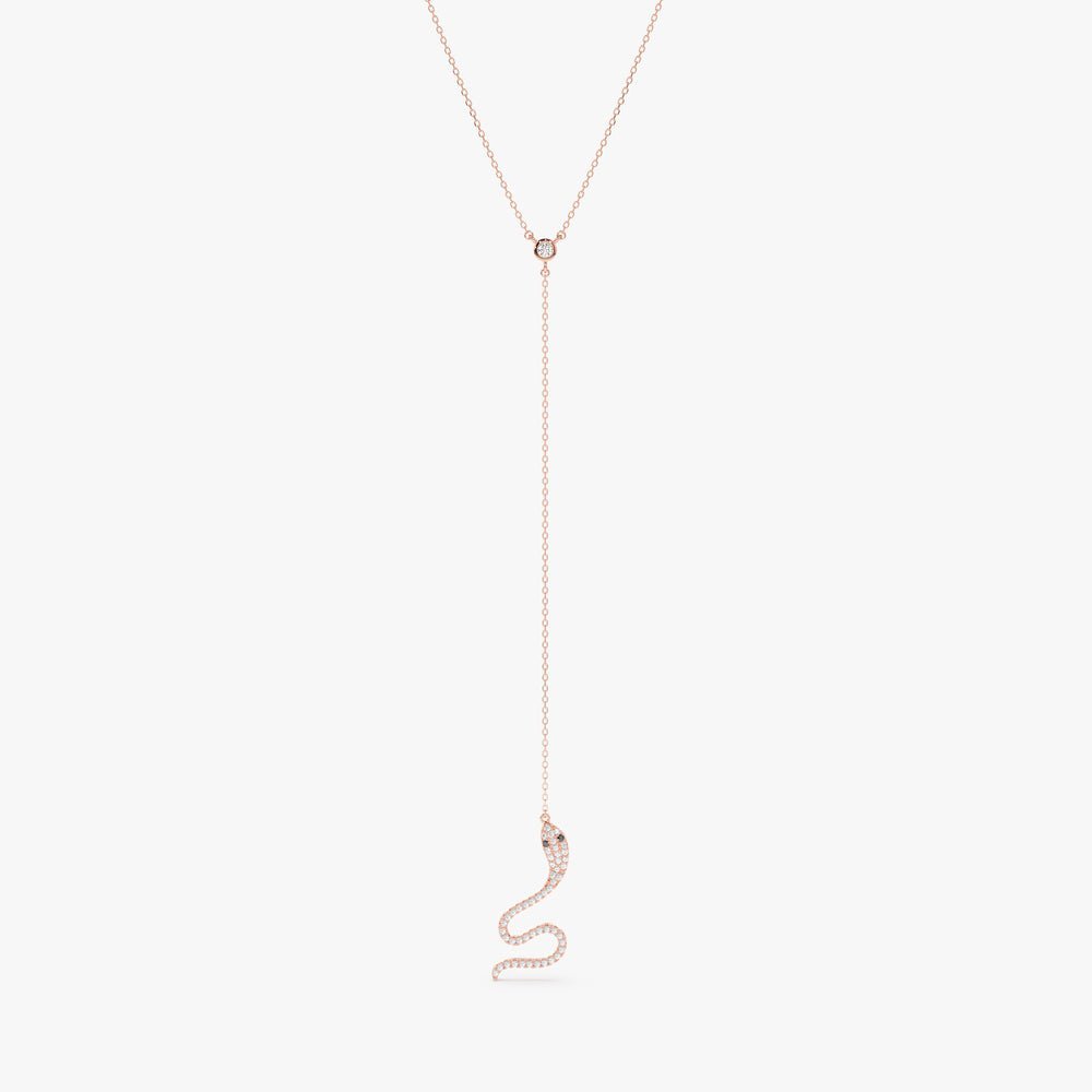 Diamond Snake Lariat Necklace