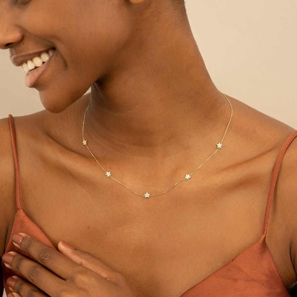 Diamond Star Station Necklace