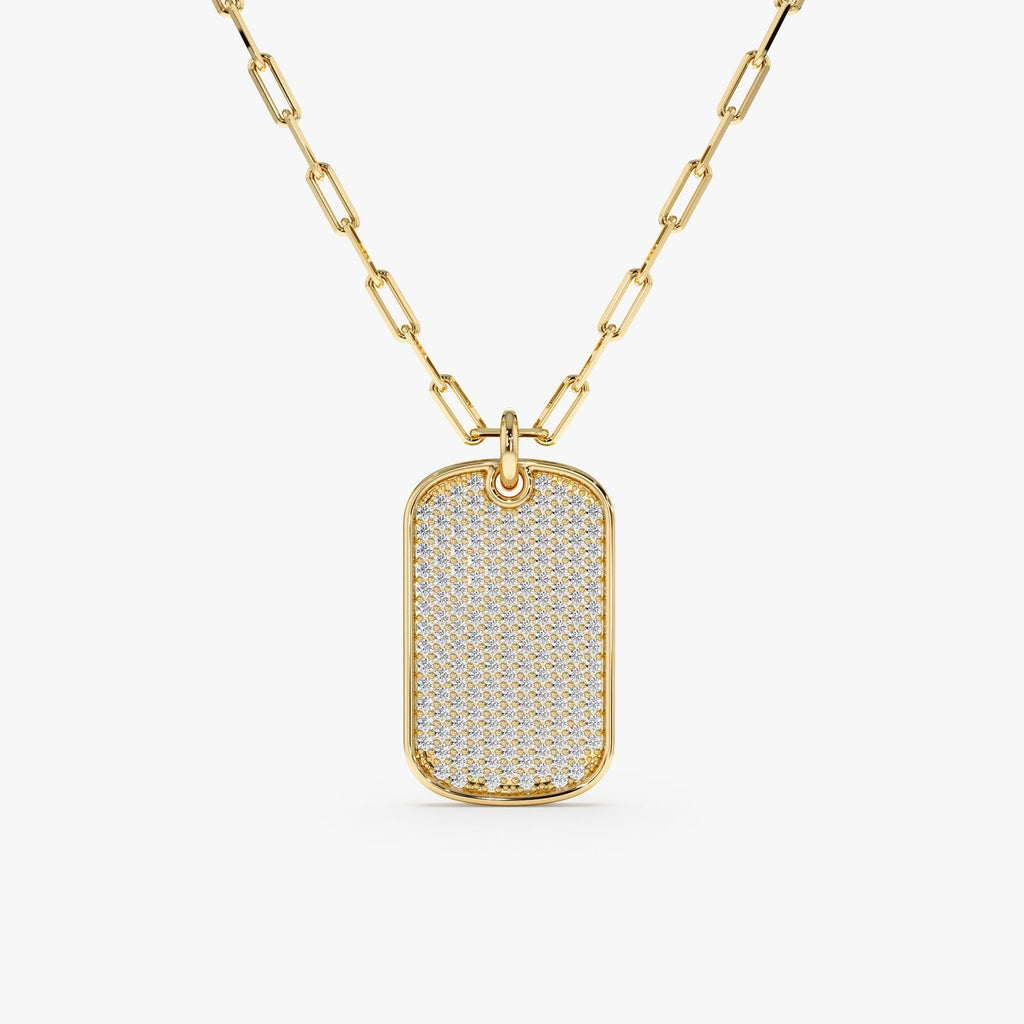 Diamond Tag Necklace with Paperclip Chain