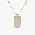 Diamond Tag Necklace with Paperclip Chain