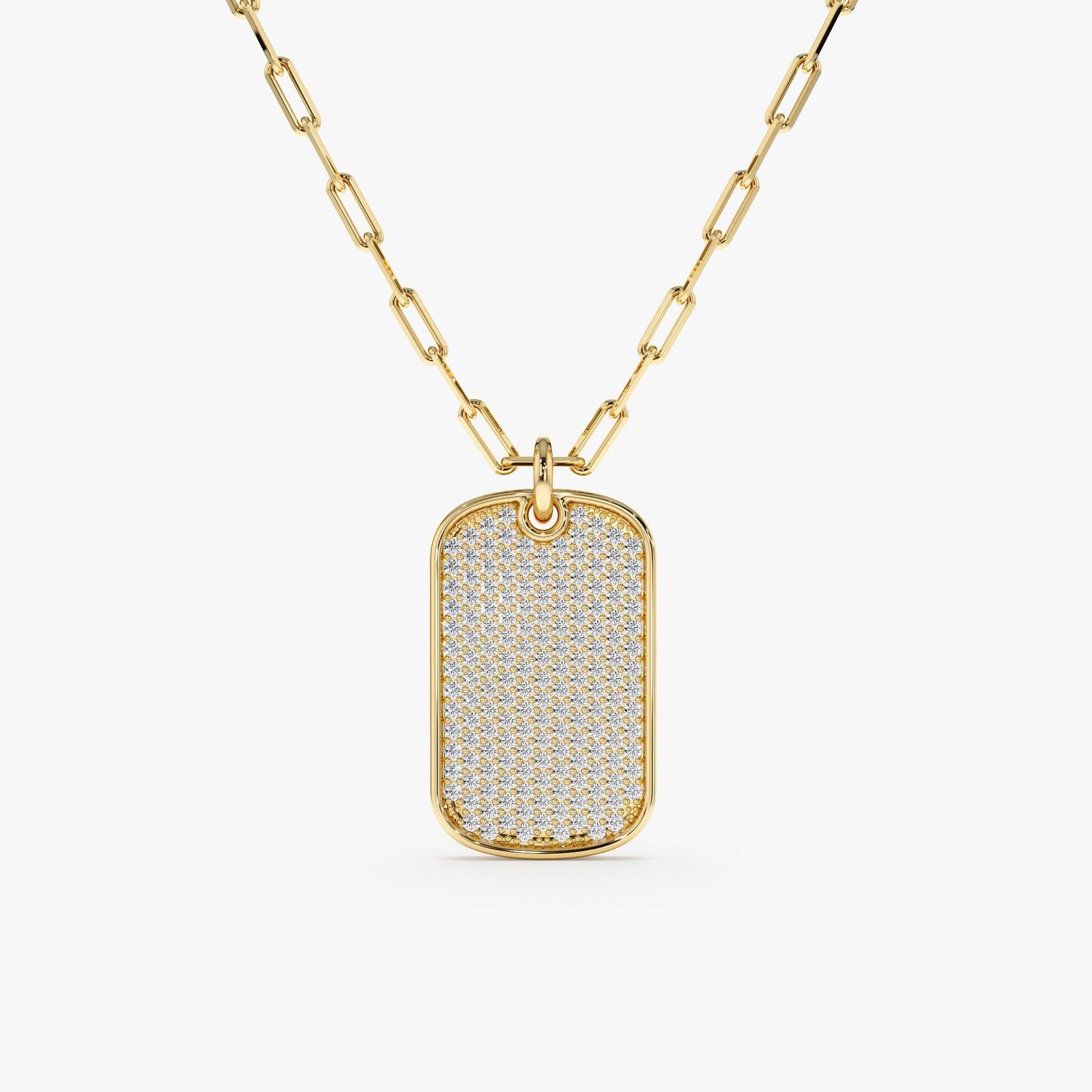 Diamond Tag Necklace with Paperclip Chain