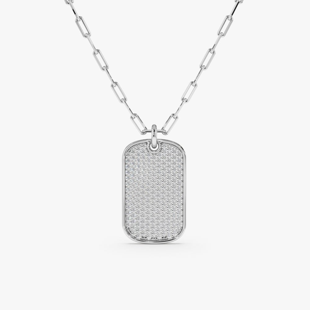 Diamond Tag Necklace with Paperclip Chain