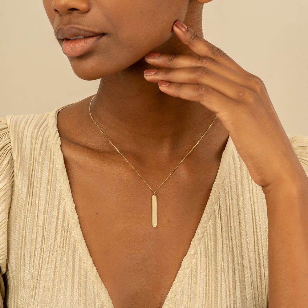 Diamond Vertical Tag Necklace