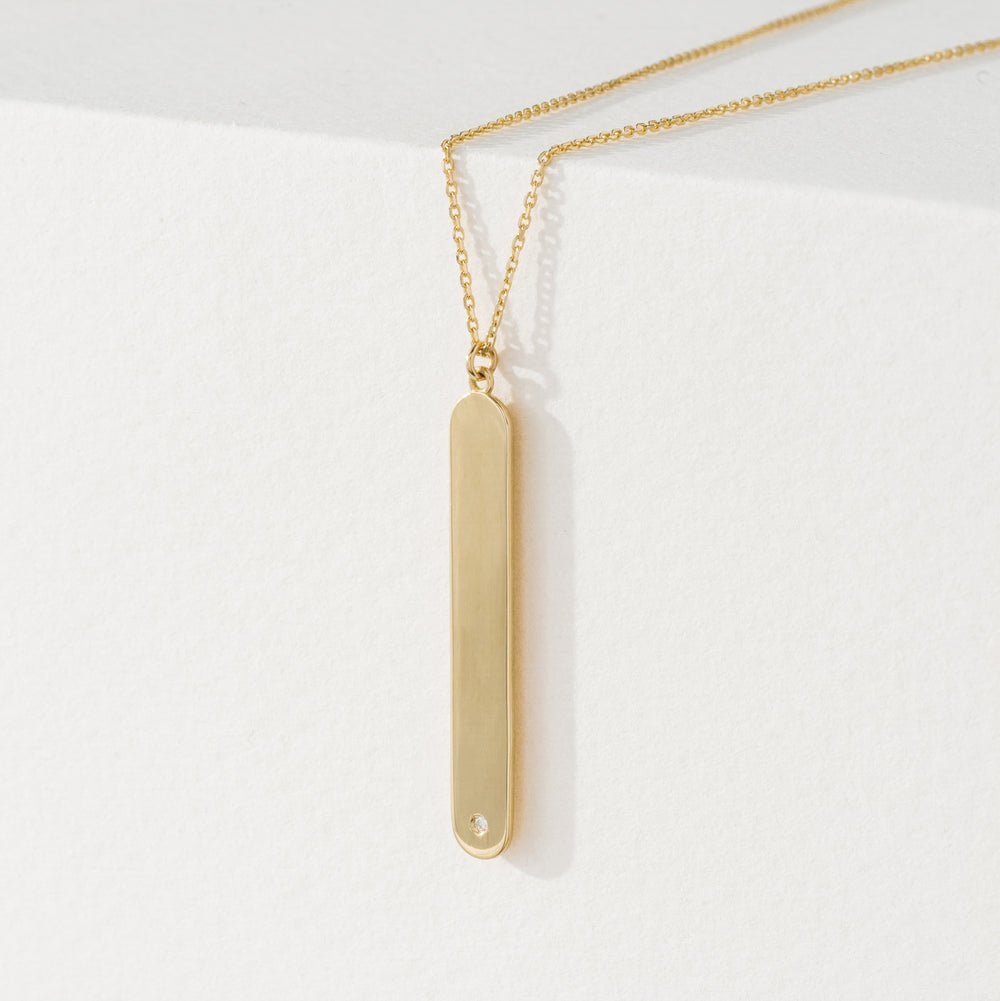 Diamond Vertical Tag Necklace