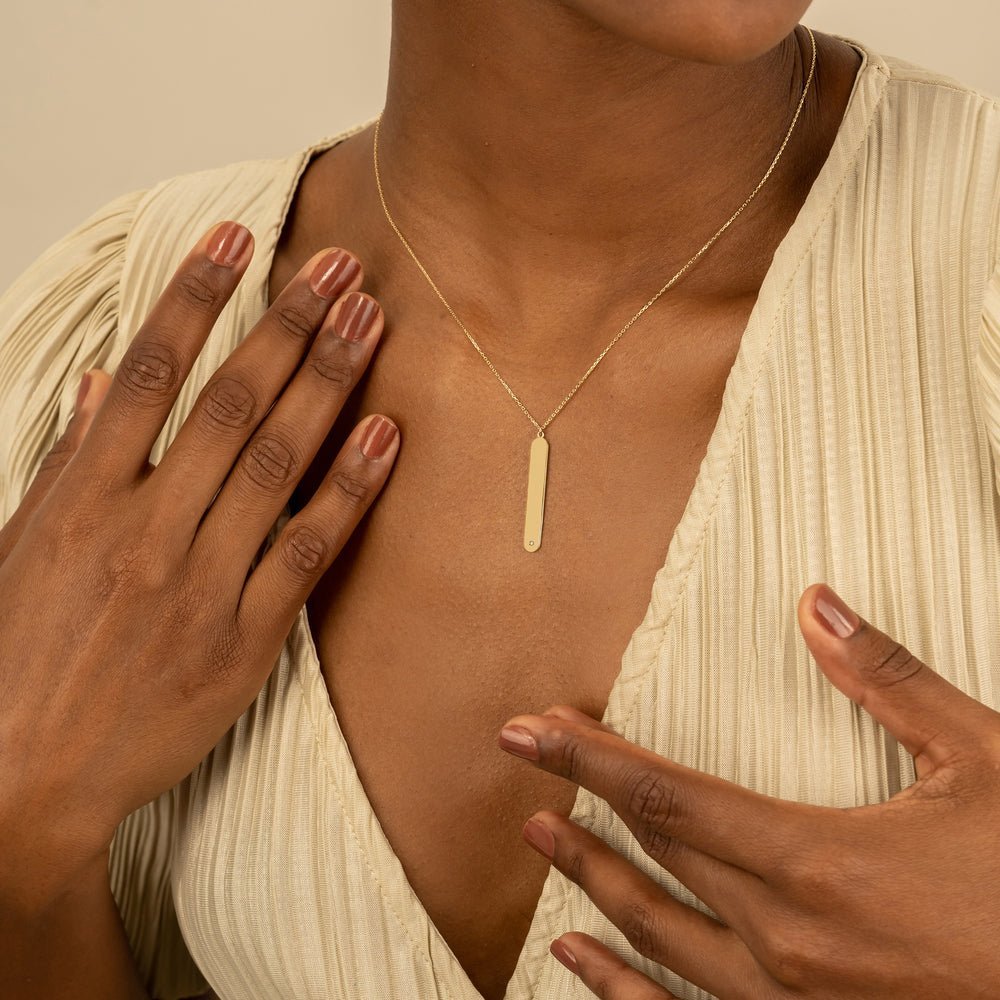 Diamond Vertical Tag Necklace