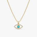 Diamonds & Turquoise Eye Necklace