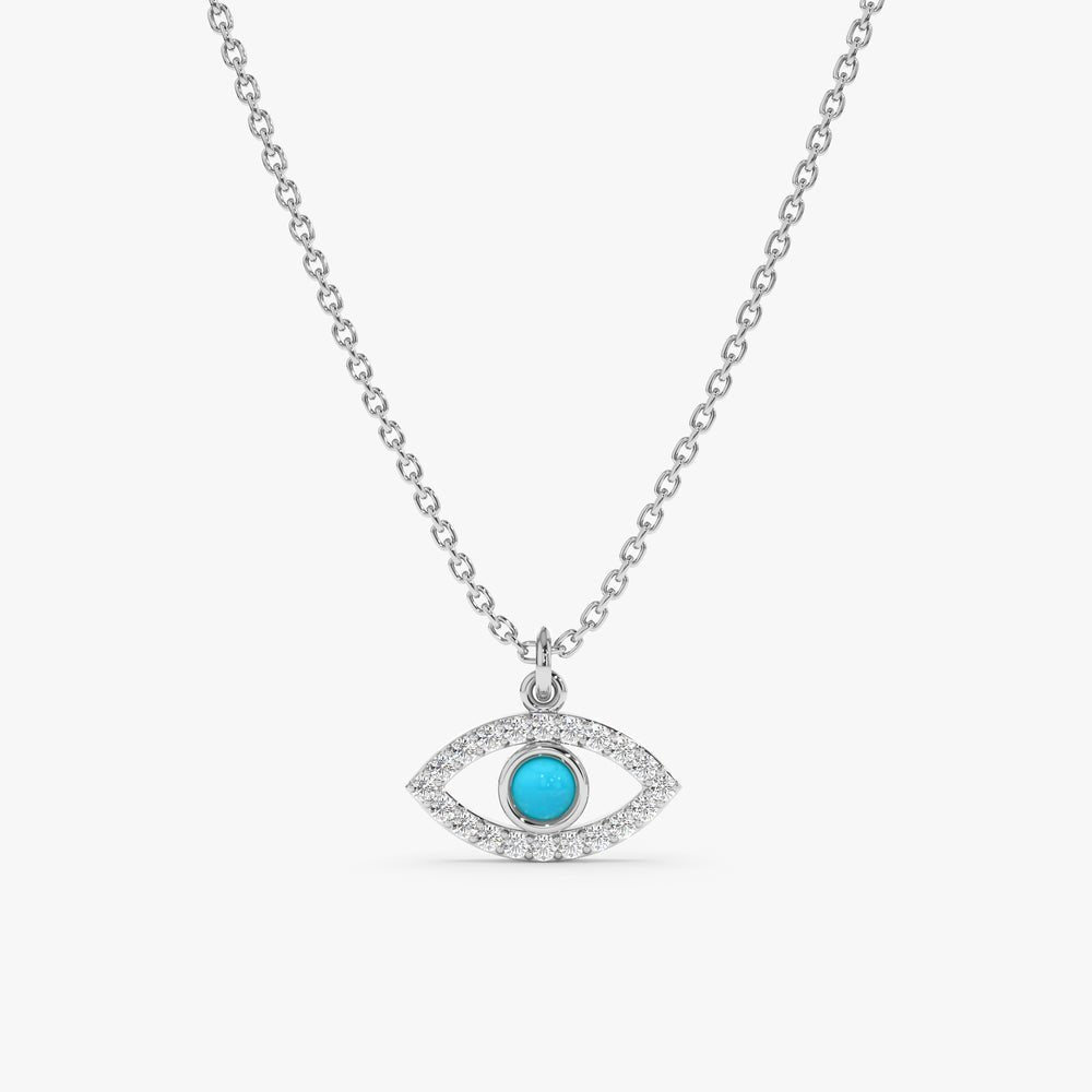 Diamonds & Turquoise Eye Necklace