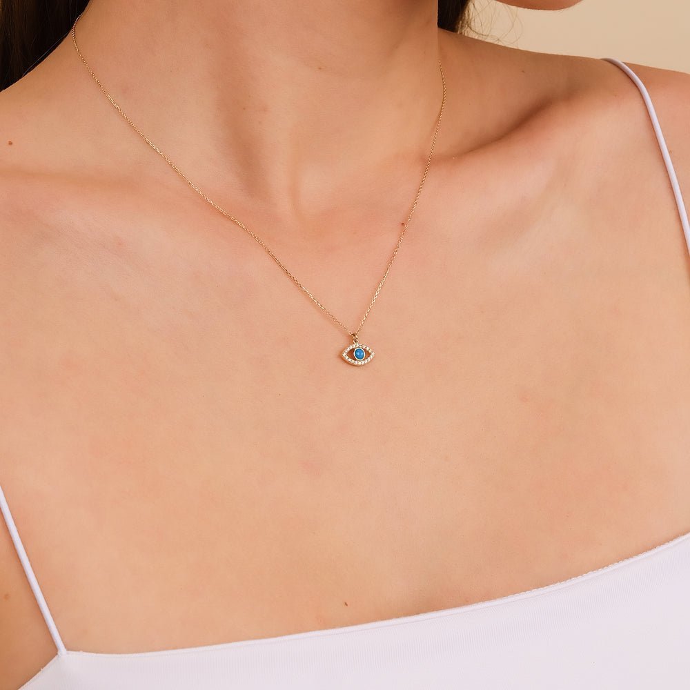 Diamonds & Turquoise Eye Necklace