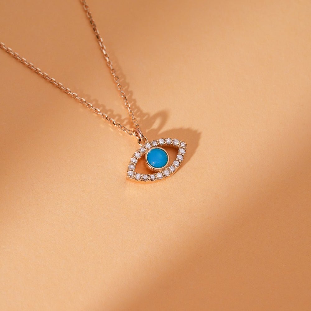 Diamonds & Turquoise Eye Necklace